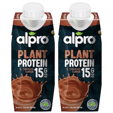 Alpro Soya High Protein Chocolate Drink, 100% Plant-Based, Lactose &amp; Dairy Free  250ml Dual Pack