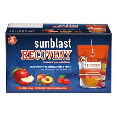 Sunblast Recovery with Acerola, Peach and Apple Drink, 200ml Pack of 10