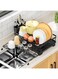 Lomeshow Dish Drying Rack - Extendable Dish Rack, Large Sink Drying Dish Drainer for Kitchen Counter, Stainless Steel Dish Strainer with Utensil Holder (Black)