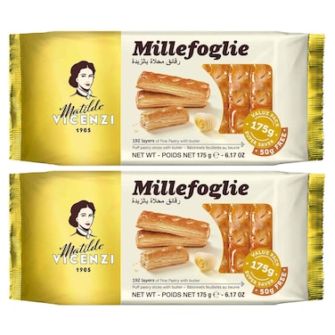 Vicenzi Millefoglie Butter Puff Pastry Sticks, 175g, Pack of 2