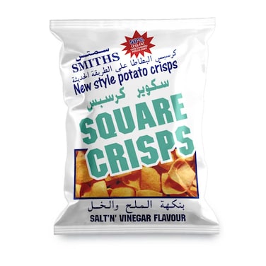 Smiths Salt and Vinegar Flavour Square Crisps Potato Chips, 100g