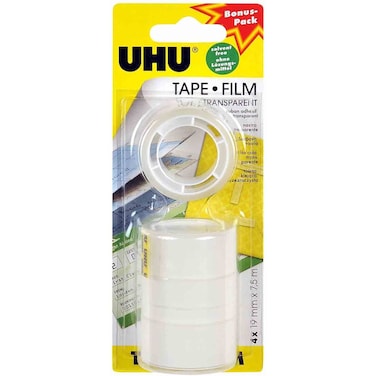 UHU Transparent Tape Set with 4 Refill Rolls, 19mm x 7.5m