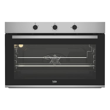 Beko 90cm Builtin Gas Oven, 96 litres Oven Capacity, Fan-Assisted Gas Oven, Mechanical Timer, A+ Energy Rating, BBWHT12101XS(Stainless Steel Colour)