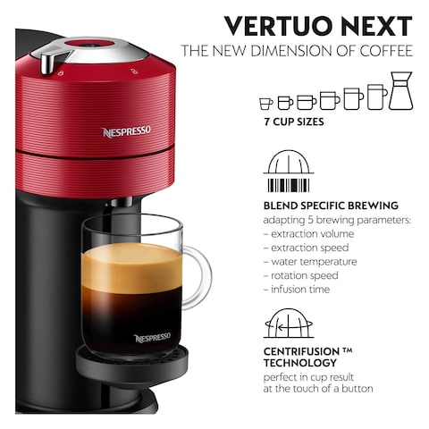 Nespresso&nbsp;Vertuo Next&nbsp;coffee machine by&nbsp;Nespresso, Cherry Red&nbsp;- UAE Version