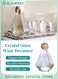 Iridescent Hexagonal Faceted Glass Water Carafe with Natural Wooden Sealing Lid Stylish Leakproof Pitcher for Cold Drinks Juice Infused Water &amp; Modern Home Decor