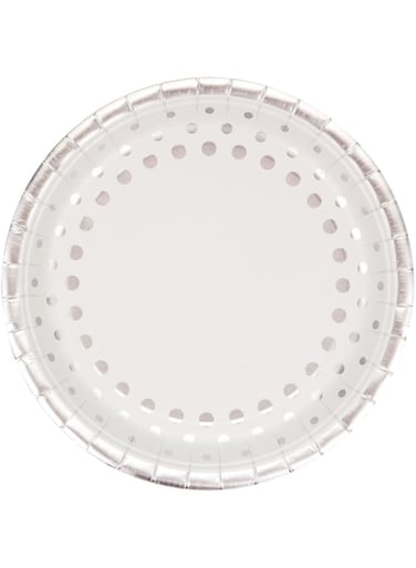 Creative Converting Sparkle Dinner Plates - Shine Silver/White