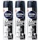 NIVEA MEN Black &amp; White Invisible Antiperspirant Deodorant Spray, Original, 72H Active Protection, 150ml, Pack of 3