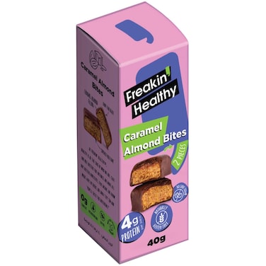 Freakin' Healthy Caramel Almond Bites Dark Chocolate Coated Snack, 40g