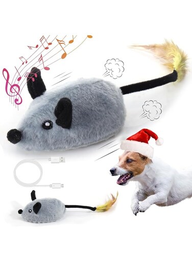 Aputue Interactive Cat Toys Mouse, Rechargeable Automatic Moving Mouse Cat Toy, Moving Mouse Squeak Toys Fun Cat Toy with Lights and Sounds, Mice Indoor Toys for Small, Medium, Large Cat and Dog