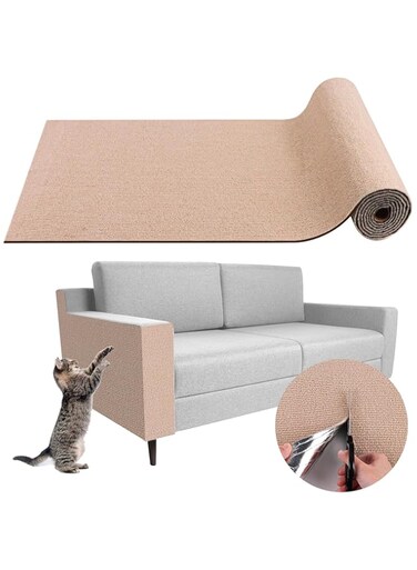 Climbing Cat Scratcher Mat Trimmable Cat Scratching Post Carpet 78.7&rsquo;&rsquo;x15.8&rsquo;&rsquo; Self Adhesive Carpet Mat Pad Replacement for Cat Tree Shelves Post Couch Wall Furniture Steps DIY Protector (Beige)