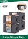4 Pack Extra Large Storage Bags with Lids, Foldable Clothing and Quilt Organizer Bins with Clear Window for Comforters Blankets and Bedding