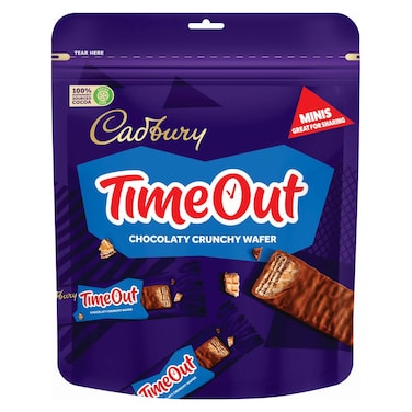 Cadbury Timeout Chocolaty Crunchy Wafer Minis Sharing Bag, 247.2g