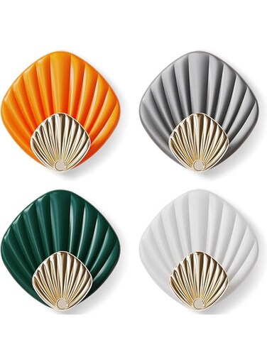 4 Pack Adhesive Hooks, Heavy Duty Decorative Wall Hooks for Hanging, Self Adhesive Wall Hooks for Wall Decorative Key Holder Rack Self Adhesive Wall Hooks for Entryway/Door/Bathroom/Kitchen（4 Color）