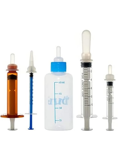 ELECDON Kitten Puppy Feeding Bottles, Newborn Small Animals Milk Bottles for Nursing with Replacement Nipples, Pet Feeder Set