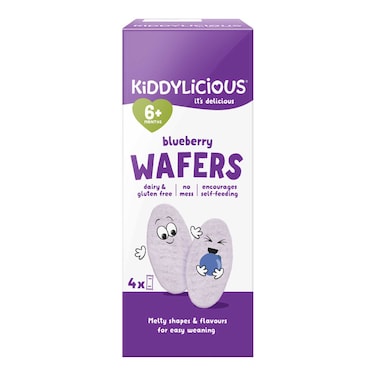 Kiddylicious Blueberry Wafers , Delicious snacks for babies , Suitable for 6+ Months , 4x4g