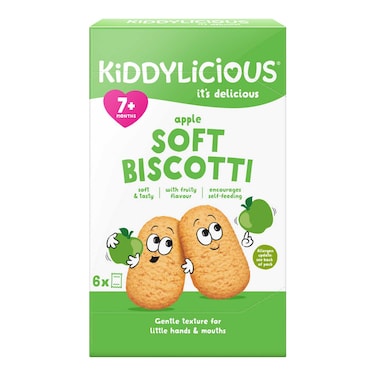 Kiddylicious Apple Biscotti , Yummy Baked Snacks for babies , Suitable for 7+ Months , 6x20g