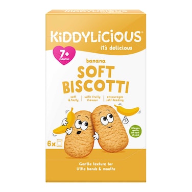 Kiddylicious Banana Biscotti , Yummy Baked Snacks for babies , Suitable for 7+ Months , 6x20g