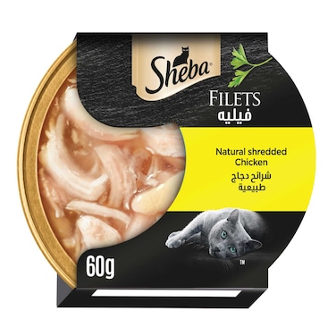 Sheba Cat Food Natural Shredded Chicken Filets, 60g Dome