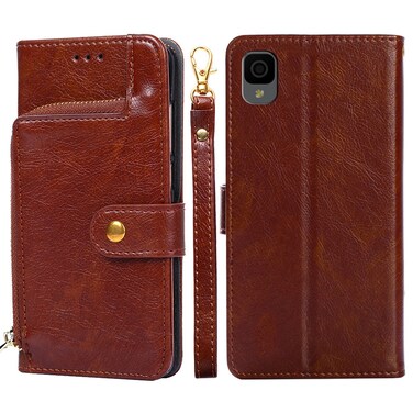 Protective Case For TCL 30Z T602DL Zipper Bag Leather Phone Case (Brown)