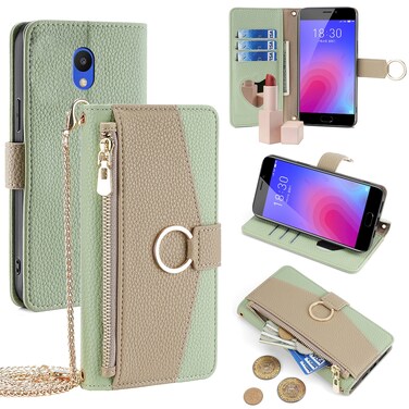Protective Case For Meizu M6 Crossbody Litchi Texture Leather Phone Case (Green)
