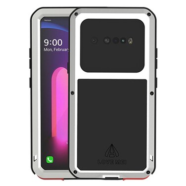 Protective Case For LG V60 ThinQ 5G LOVE MEI Metal Shockproof Waterproof Dustproof Protective Case with Glass (Silver)