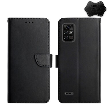 Protective Case For UMIDIGI BISON Pro Genuine Leather Fingerprint-proof Flip Phone Case (Black)
