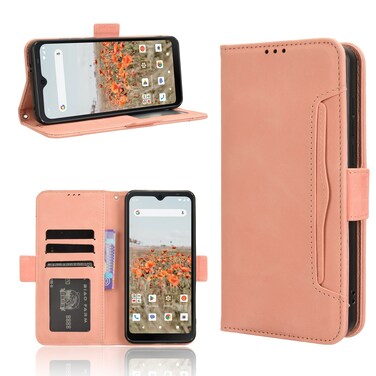 Protective Case For Consumer Cellular Iris Connect Skin Feel Calf Texture Card Slots Leather Phone Case (Pink)
