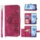 Protective Case For Sharp Aquos sense 4 Skin-feel Flowers Embossed Wallet Leather Phone Case (Wine Red)