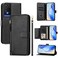 Protective Case For TCL 505 Multi-Card Slots Zipper Wallet Leather Phone Case Black