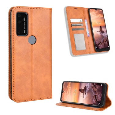 Protective Case For AT&amp;T Fusion 5G Magnetic Buckle Retro Texture Leather Phone Case Brown