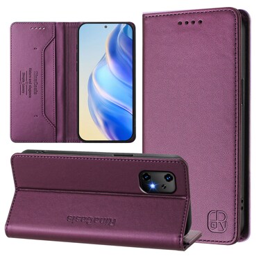 Protective Case For UMIDIGI Bison X20 RC01 Dual-Folded Magnetic Suction RFID Leather Phone Case Violet