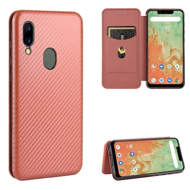 Protective Case For UMIDIGI A3X Carbon Fiber Texture Horizontal Flip TPU + PC + PU Leather Case with Card Slot Brown