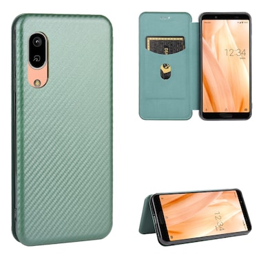 Protective Case For Sharp Aquos Sense 3 Lite Carbon Fiber Texture Horizontal Flip TPU + PC + PU Leather Case with Card Slot Green