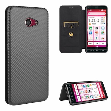 Protective Case For Kyocera Katan Sumaho 2  A001KC Carbon Fiber Texture Horizontal Flip TPU + PC + PU Leather Case with Card Slot Black