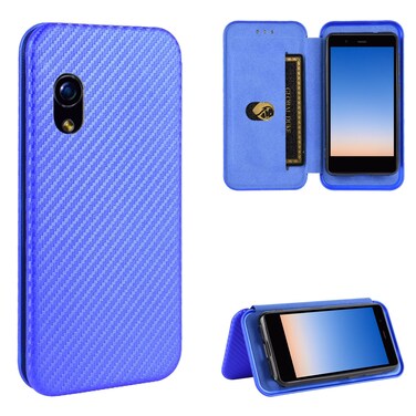 Protective Case For Rakuten mini Carbon Fiber Texture Horizontal Flip TPU + PC + PU Leather Case with Card Slot Blue