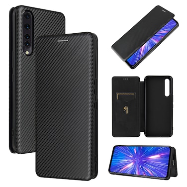 Protective Case For Rakuten Big Carbon Fiber Texture Horizontal Flip TPU + PC + PU Leather Case with Card Slot Black