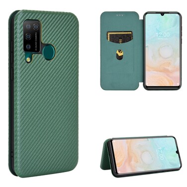 Protective Case For DOOGEE N20 Pro Carbon Fiber Texture Horizontal Flip TPU + PC + PU Leather Case with Card Slot Green