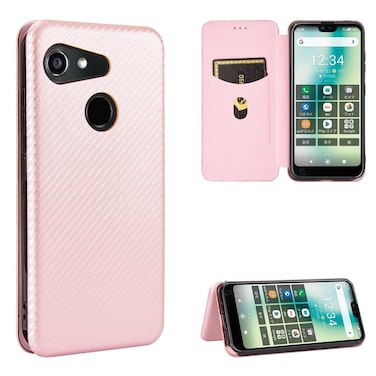 Protective Case For Kyocera Gratina KYV48 Carbon Fiber Texture Horizontal Flip TPU + PC + PU Leather Case with Card Slot Pink