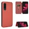 Protective Case For Sharp Aquos Zero 5G Basic Carbon Fiber Texture Horizontal Flip TPU + PC + PU Leather Case with Card Slot Brown
