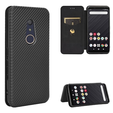 Protective Case For Fujitsu Arrows Be4  F-41A Carbon Fiber Texture Horizontal Flip TPU + PC + PU Leather Case with Card Slot Black