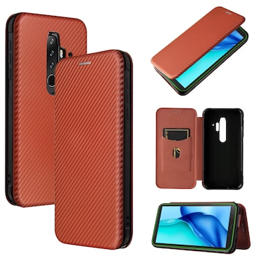 Protective Case For Blackview BV6300 Pro Carbon Fiber Texture Horizontal Flip TPU + PC + PU Leather Case with Card Slot Brown
