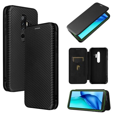 Protective Case For Blackview BV6300 Pro Carbon Fiber Texture Horizontal Flip TPU + PC + PU Leather Case with Card Slot Black