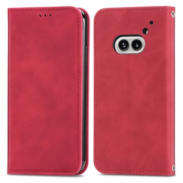 Protective Case For Nothing Phone 2a Retro Skin Feel Magnetic Flip Leather Phone Case Red