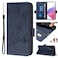Protective Case For TCL 40R Embossed Rose RFID Anti-theft Leather Phone Case Dark Blue