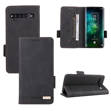Protective Case For TCL 10 Pro Magnetic Clasp Flip Leather Phone Case Black
