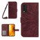 Protective Case For T-Mobile Revvl V+ 5G Skin Feel Sun Flower Pattern Flip Leather Phone Case with Lanyard Wine Red