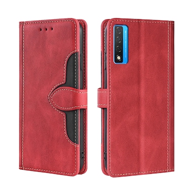 Protective Case For TCL 20 5G / 20L Skin Feel Straw Hat Magnetic Buckle Leather Phone Case Red