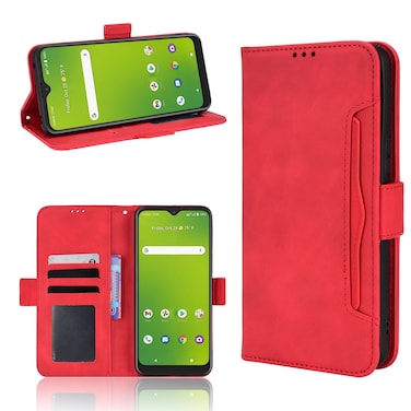 Protective Case For Cricket Dream 5G / AT&amp;T Radiant Max 5 Skin Feel Calf Pattern Leather Phone Case Red