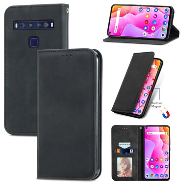 Protective Case For TCL 10L Retro Skin Feel Magnetic Horizontal Flip Leather Phone Case Black