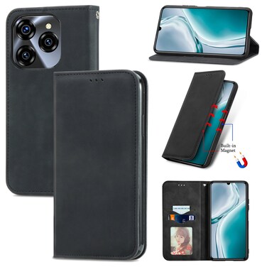 Protective Case For Oukitel C50 Retro Skin Feel Magnetic Flip Leather Phone Case Black